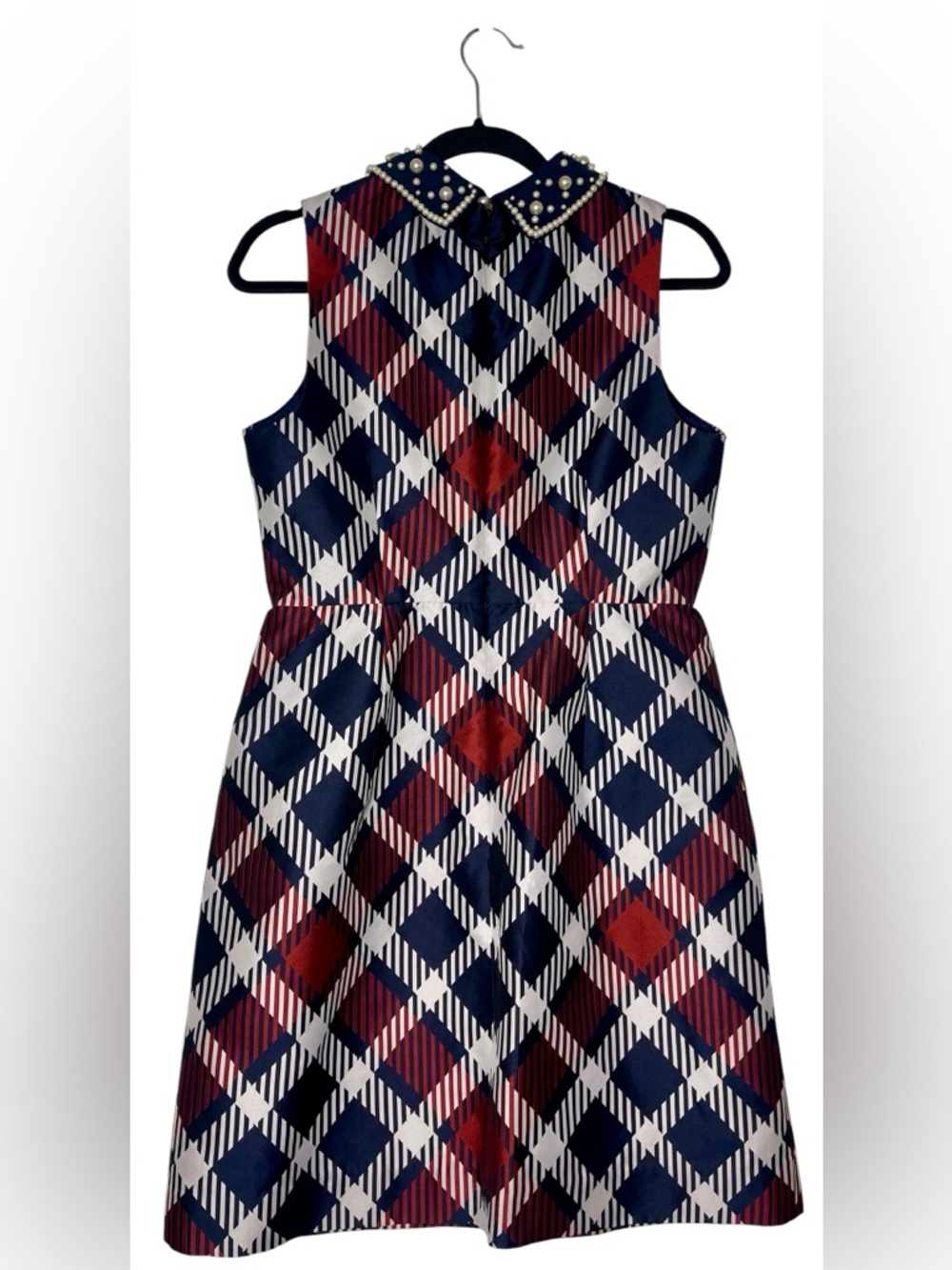 Kate Spade New York Plaid Dress Pearl Embellished Collar Size 8 NWT - Picture 7 of 13